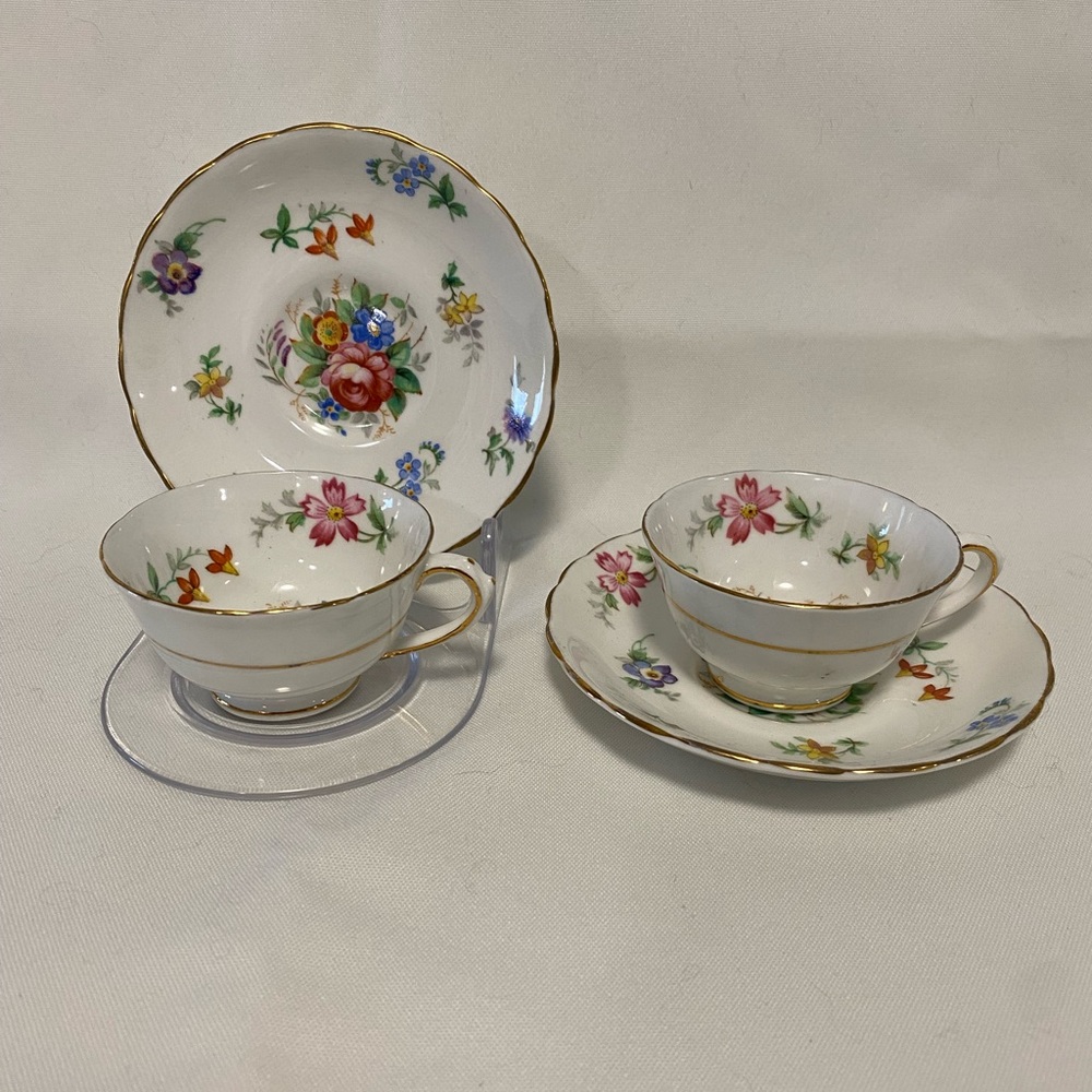 Floral Bouquet Royal Tuscan Tea Cup set 1960s